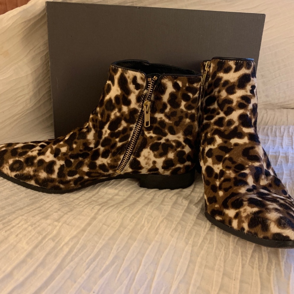 J-crew leather leopard boots